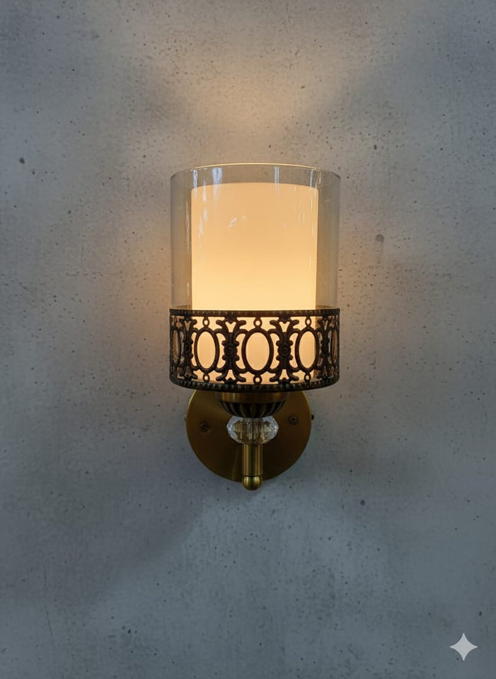 🌸 Royal Aura Wall Lamp – Elegant Gold & Crystal LED Sconce for Living Room, Bedroom & Hallway